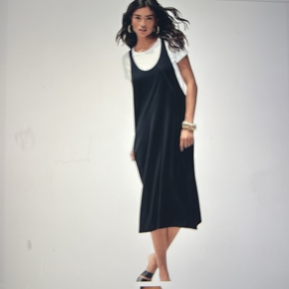 Eileen Fisher Dresses & Skirts - Eileen Fisher Sleeveless Viscose Jersey Jumper Dress Black Womens M Lagenlook